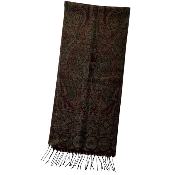 Vintage Christian Dior Cashluxe Acrylic Scarf Paisley Patterned Casual Soft - Picture 1 of 6